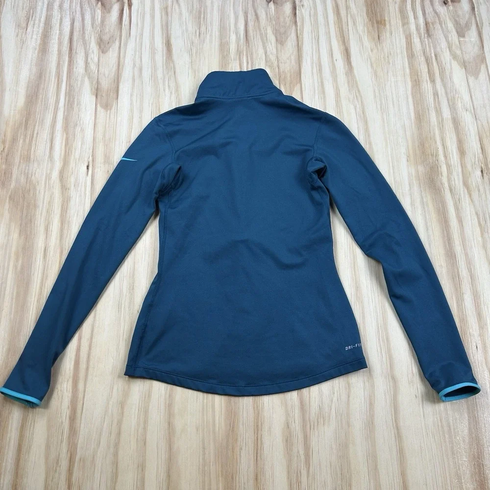 Nike Pro Womens Half Zip Long Sleeve Pullover Blue Small Activewear Top